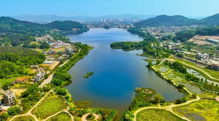 아산 신정호수공원 항공 / 사진=아산 문화관광