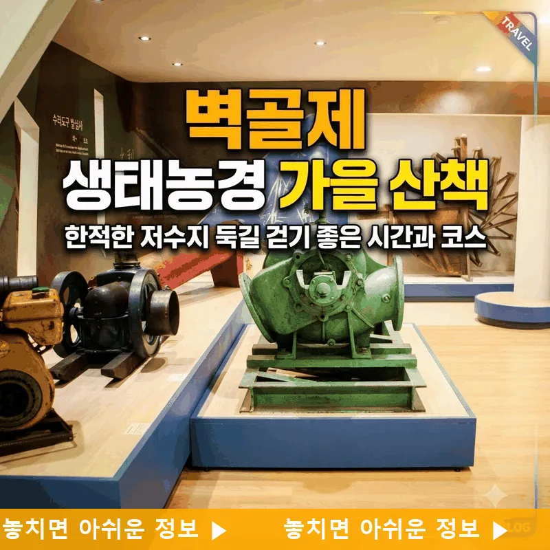 벽골제 생태농경원 가을 산책, 고요한 저수지 둑길 걷기 좋은 시간과 코스