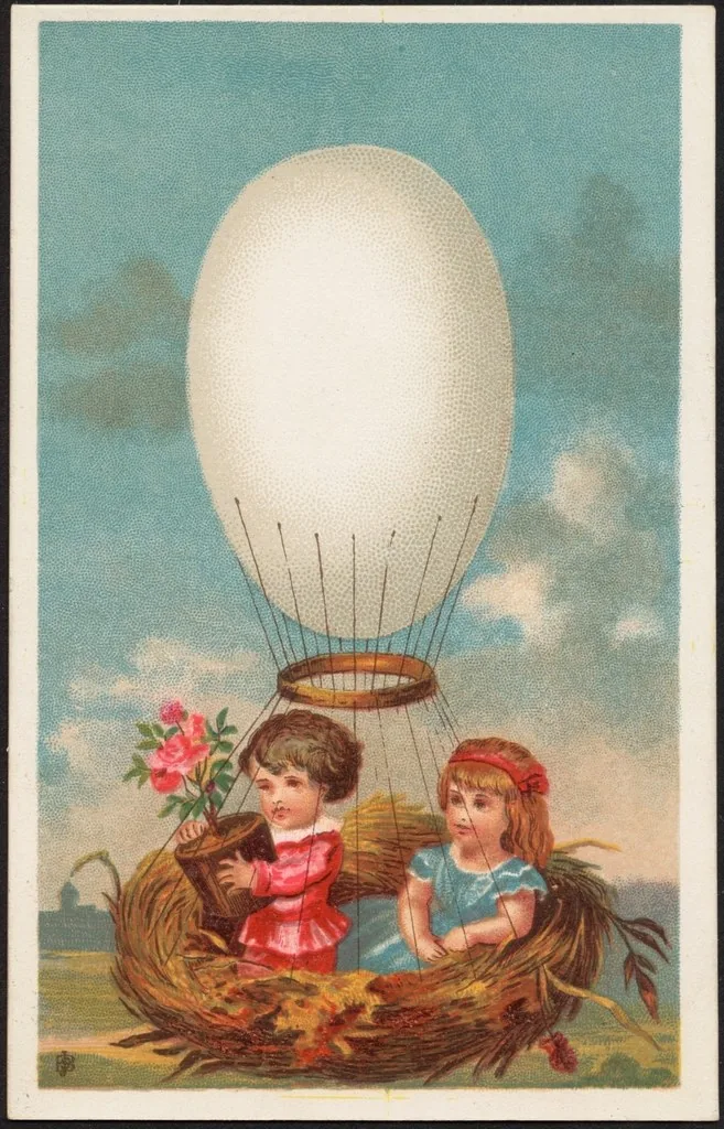 Two children hot air balloon