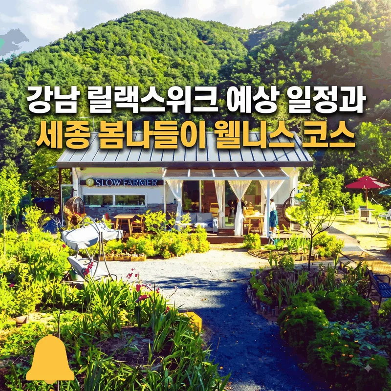 강남 릴랙스위크 예상 일정과 세종 봄나들이 웰니스 코스