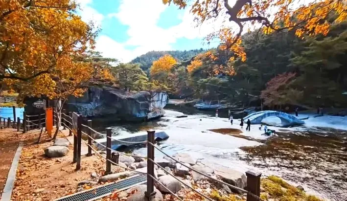 수승대 거북바위와 단풍 / 사진=유튜브(거창군 류광우)