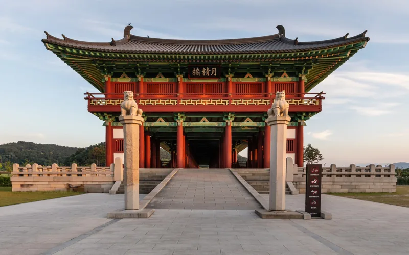 Northern side of Woljeonggyo Bridge with stone columns at go