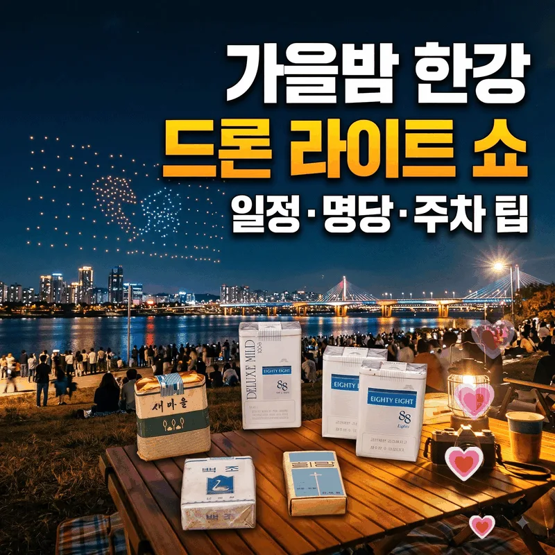 가을밤 한강 드론 라이트 쇼 일정 명당 주차 팁