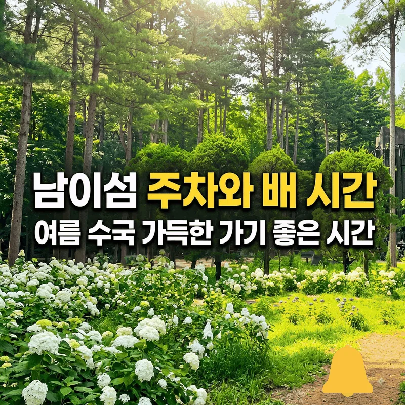 남이섬 주차와 배 시간, 여름 수국 가득한 가기 좋은 시간