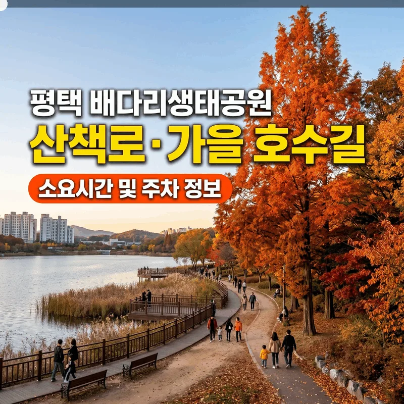 평택 배다리생태공원 산책로 가을 호수길 걷기 소요 시간과 주차