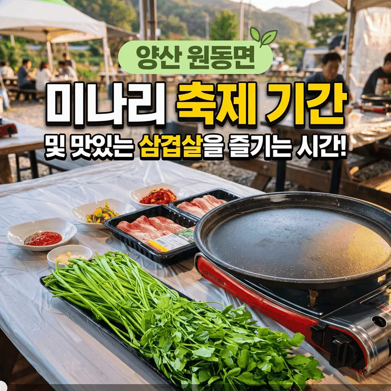 양산 원동면 미나리 축제 기간과 삼겹살 맛있게 먹는 시간