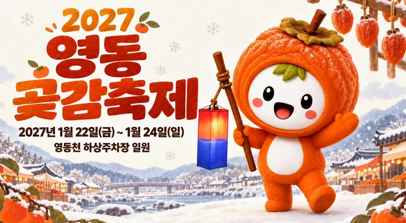 2027 영동곶감축제. 2027년 1월 22일(금) ~ 1월 24일(일), 영동천 하상주차장 일원