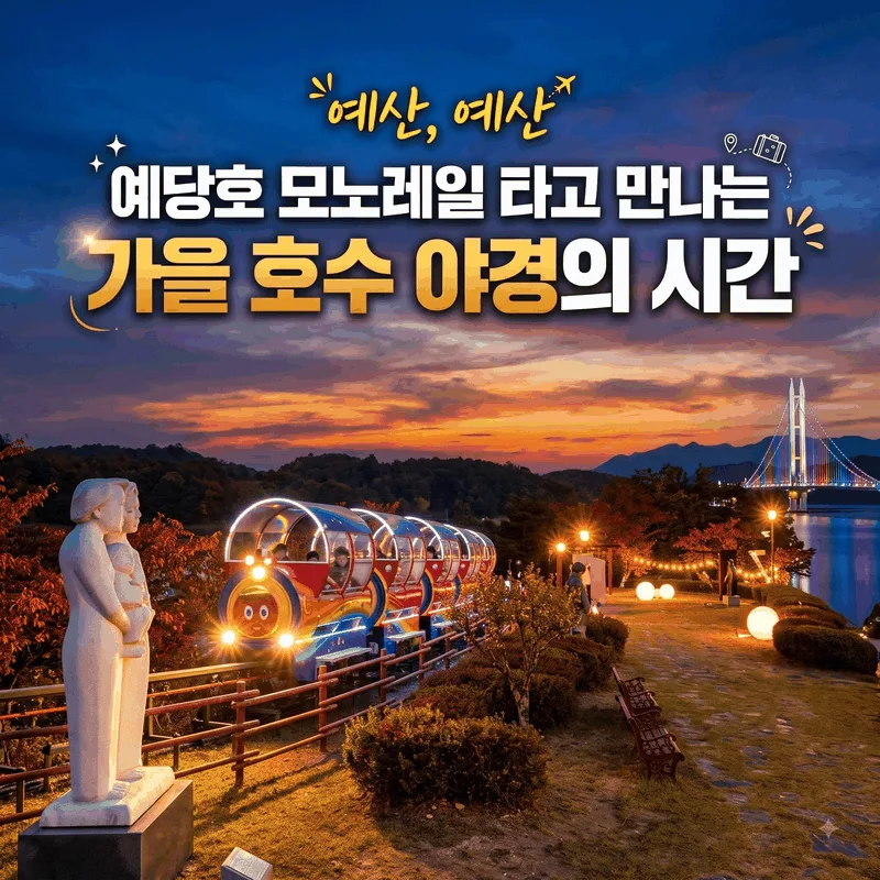 예산 예산 예당호 모노레일 타고 가을 호수 야경 만나는 시간