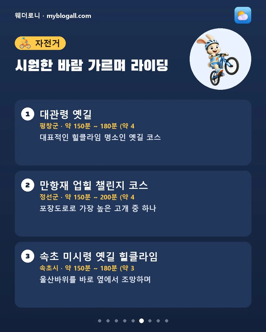 오늘 강원 뭐 하고 놀까? 러닝부터 세차까지 활동별 21곳 카드뉴스 6/9 — 시원한 바람 가르며 라이딩