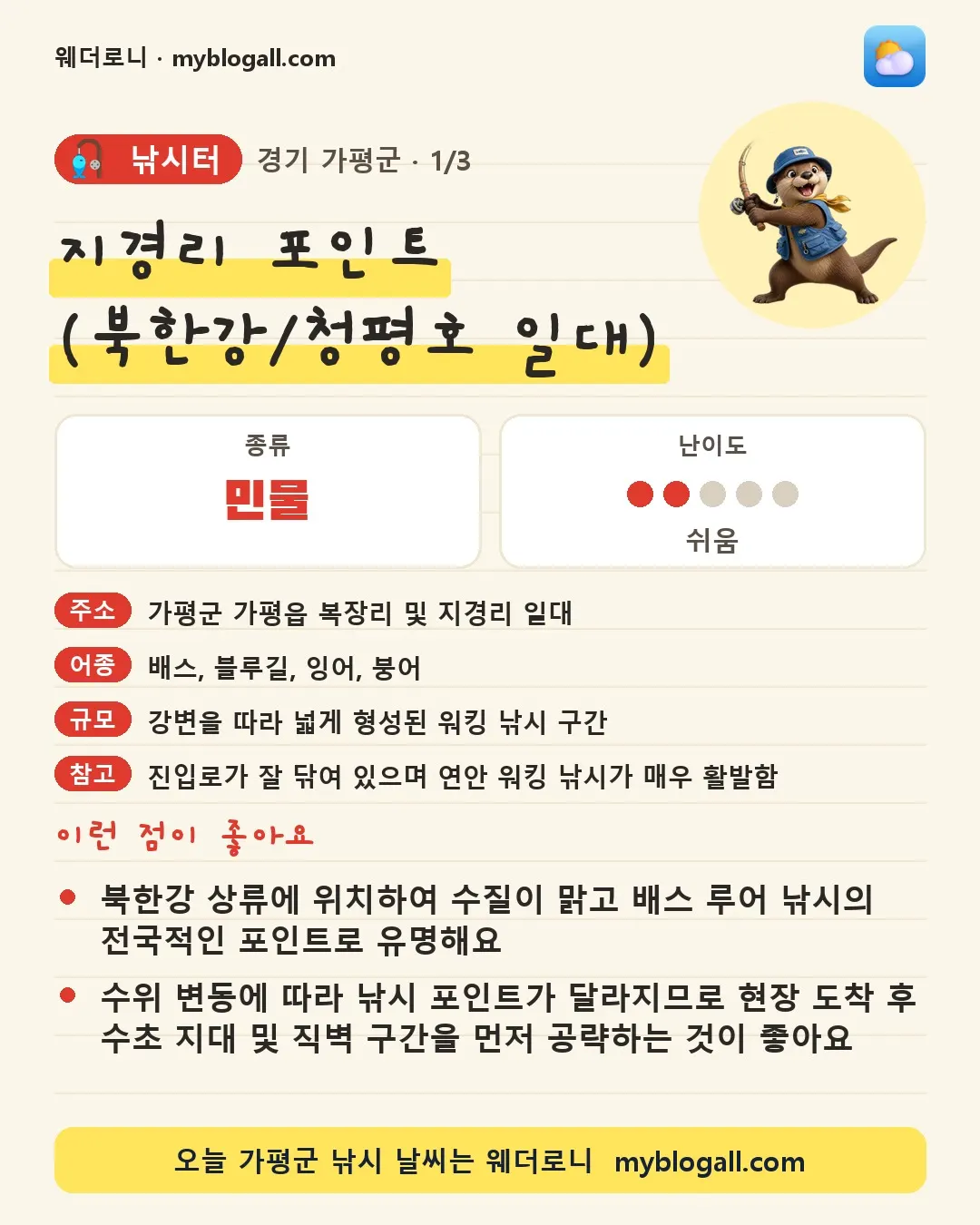 경기도 낚시 코스 카드
