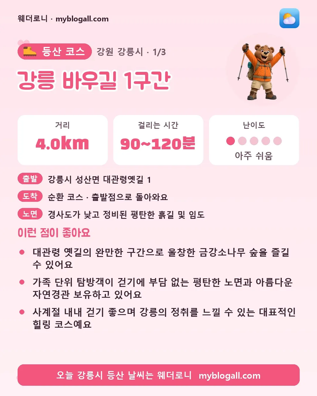 강원특별자치도 등산 코스 카드