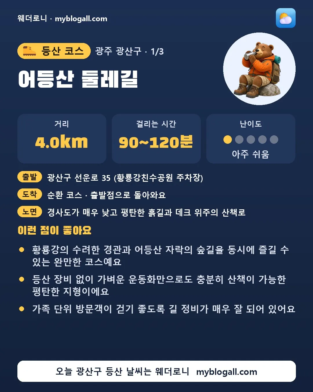 광주광역시 등산 코스 카드