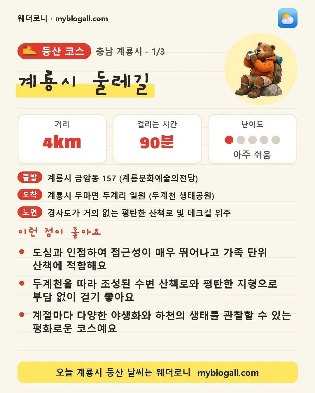 충청남도 등산 코스 카드