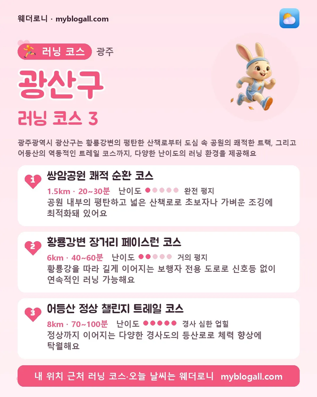 광주광역시 러닝 코스 카드