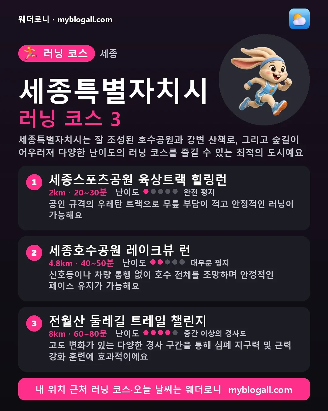 세종특별자치시 러닝 코스 카드