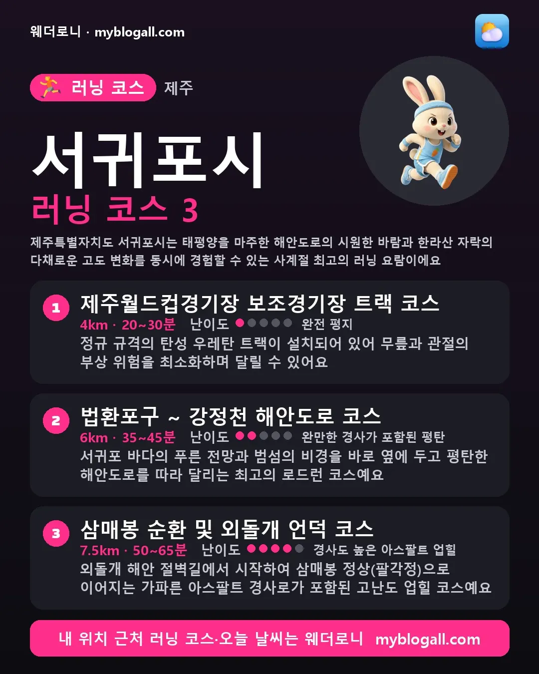 제주특별자치도 러닝 코스 카드