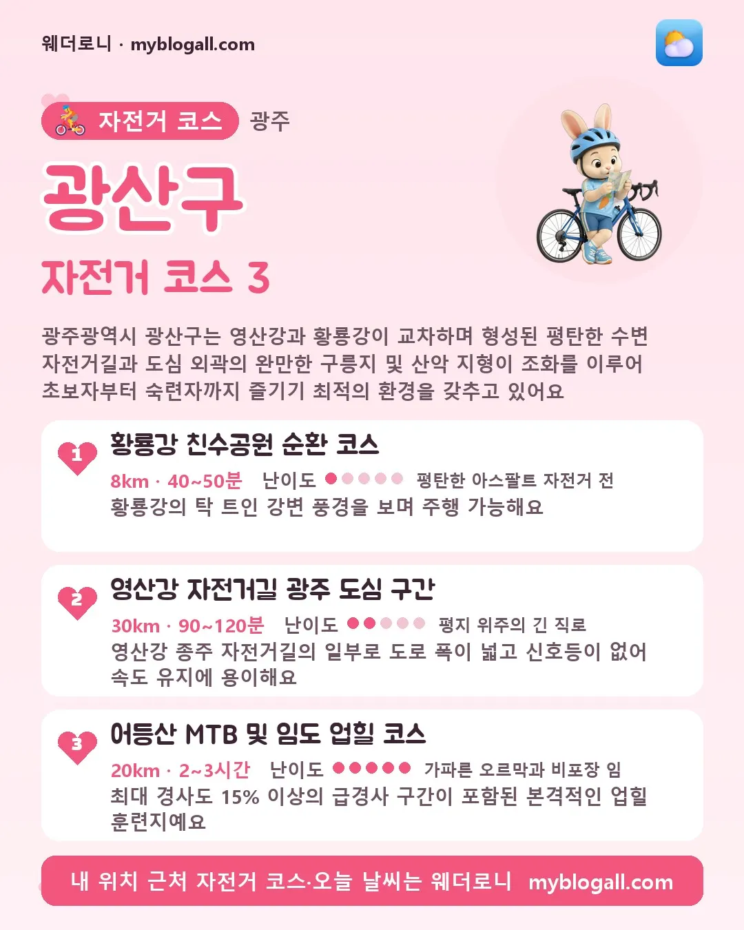 광주광역시 자전거 코스 카드